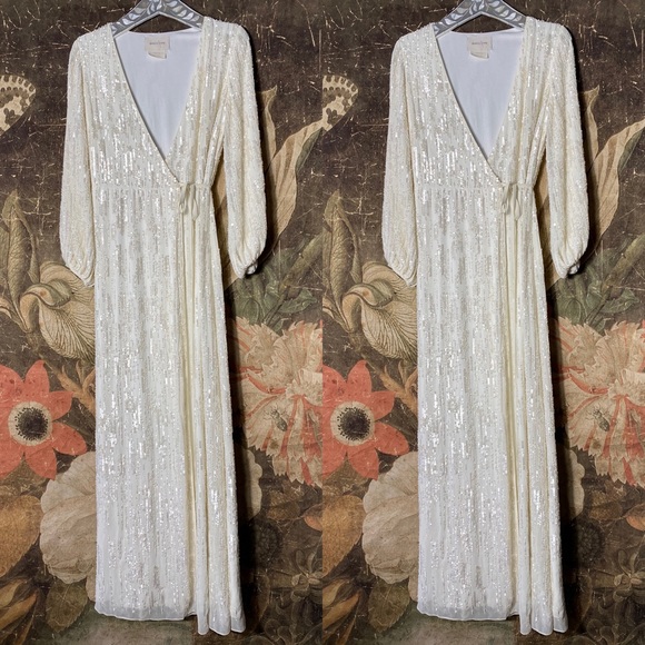 New BHLDN Casey Dress Ivory Wrap Long Sleeve sz 0 - Picture 2 of 5